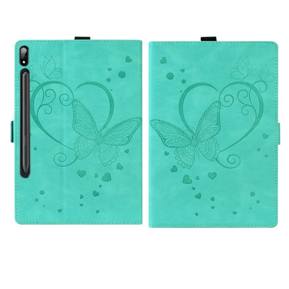 For Samsung Galaxy Tab S9 FE Love Butterfly Embossed Leather Tablet Case(Mint Green) - Other Galaxy Tab PC by PMC Jewellery | Online Shopping South Africa | PMC Jewellery | Buy Now Pay Later Mobicred