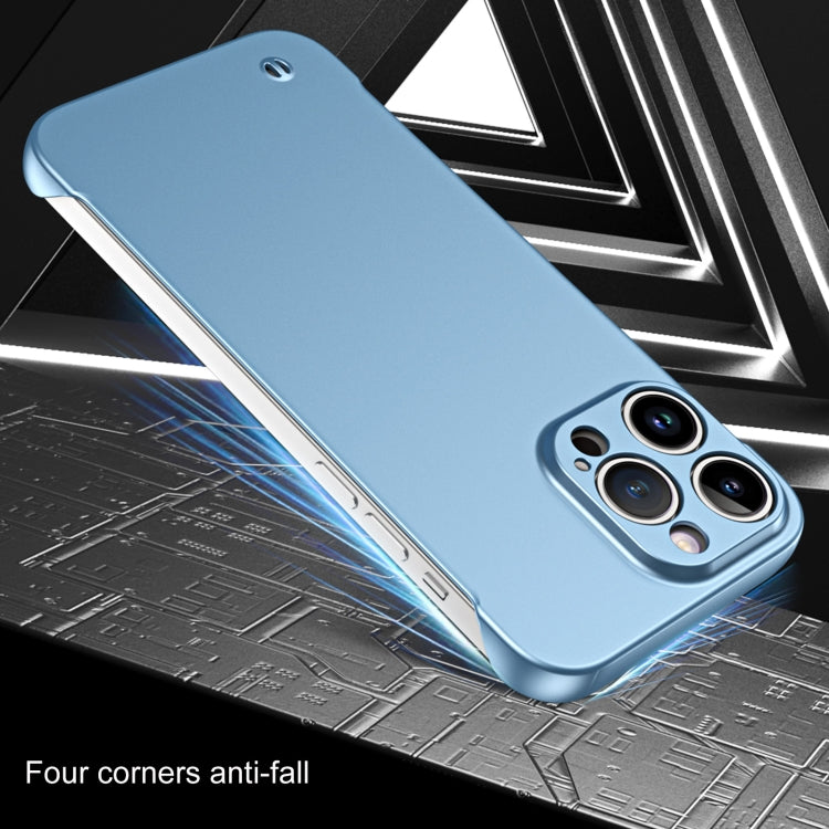 For iPhone 15 Pro Frameless Metallic Paint Hybrid PC Phone Case(Sierra Blue) - free shipping - PMC Jewellery - Order now!