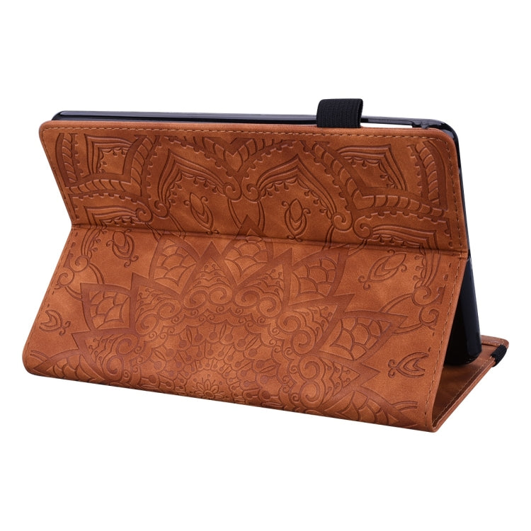 For Samsung Galaxy Tab S9 FE Calf Texture Embossed Leather Tablet Case(Brown) - Galaxy Tab S9 FE by PMC Jewellery | Online Shopping South Africa | PMC Jewellery | Buy Now Pay Later Mobicred