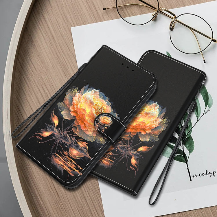 For Google Pixel 9 Pro Crystal Texture Colored Drawing Leather Phone Case(Gold Peony) - Google Cases by PMC TechLife | Online Shopping South Africa | PMC TechLife | Buy Now Pay Later Mobicred