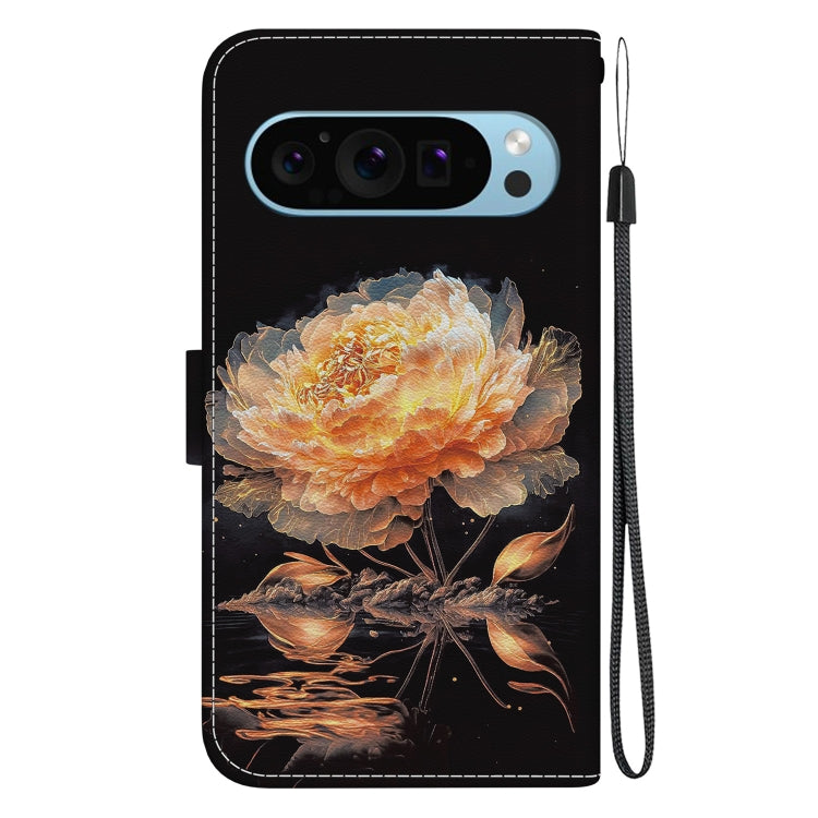 For Google Pixel 9 Pro Crystal Texture Colored Drawing Leather Phone Case(Gold Peony) - Google Cases by PMC Jewellery | Online Shopping South Africa | PMC Jewellery | Buy Now Pay Later Mobicred