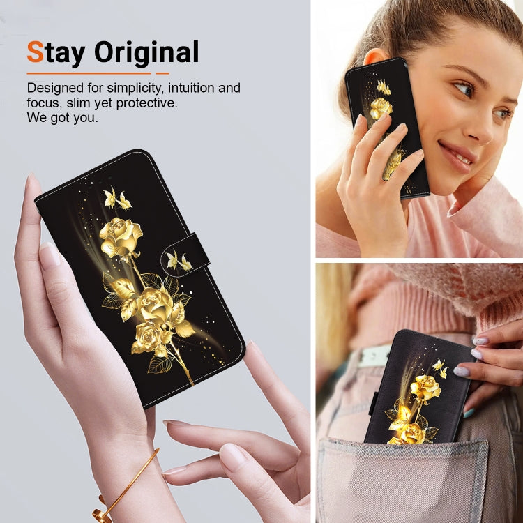 For Google Pixel 9 Crystal Texture Colored Drawing Leather Phone Case(Gold Butterfly Rose) - Google Cases by PMC Jewellery | Online Shopping South Africa | PMC Jewellery | Buy Now Pay Later Mobicred