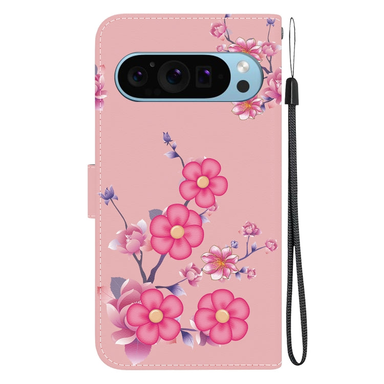 For Google Pixel 9 Crystal Texture Colored Drawing Leather Phone Case(Cherry Blossoms) - Google Cases by PMC TechLife | Online Shopping South Africa | PMC TechLife | Buy Now Pay Later Mobicred