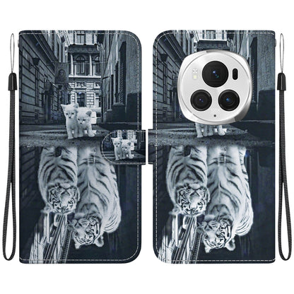 For Honor Magic6 Pro Crystal Texture Colored Drawing Leather Phone Case(Cat Tiger Reflection) - Honor Cases by PMC Jewellery | Online Shopping South Africa | PMC Jewellery | Buy Now Pay Later Mobicred