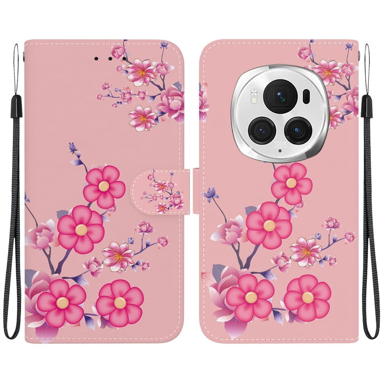 For Honor Magic6 Pro Crystal Texture Colored Drawing Leather Phone Case(Cherry Blossoms) - Honor Cases by PMC Jewellery | Online Shopping South Africa | PMC Jewellery | Buy Now Pay Later Mobicred