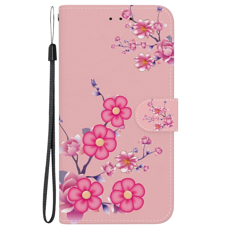 For iPhone 16 Plus Crystal Texture Colored Drawing Leather Phone Case(Cherry Blossoms) - iPhone 16 Plus Cases by PMC TechLife | Online Shopping South Africa | PMC TechLife | Buy Now Pay Later Mobicred