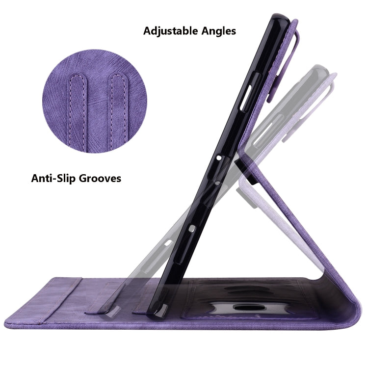 For Lenovo Tab M10 Plus 3rd Gen 2022 Cartoon Sakura Cat Embossed Leather Tablet Case(Purple) - Lenovo by PMC TechLife | Online Shopping South Africa | PMC TechLife | Buy Now Pay Later Mobicred