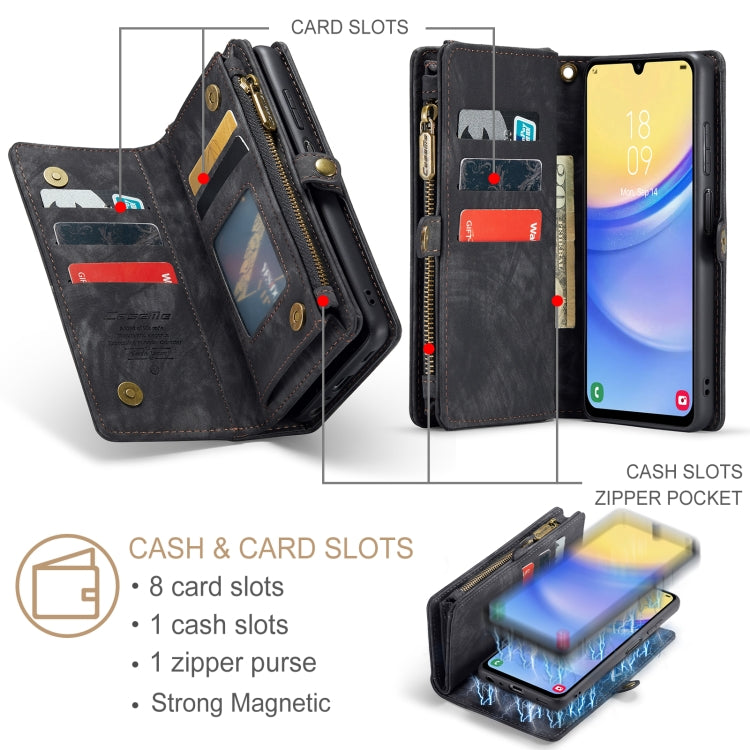 For Samsung Galaxy A15 5G CaseMe 008 Multifunctional Zipper Wallet Leather Phone Case with Lanyard(Black) - Galaxy Phone Cases by CaseMe | Online Shopping South Africa | PMC Jewellery | Buy Now Pay Later Mobicred