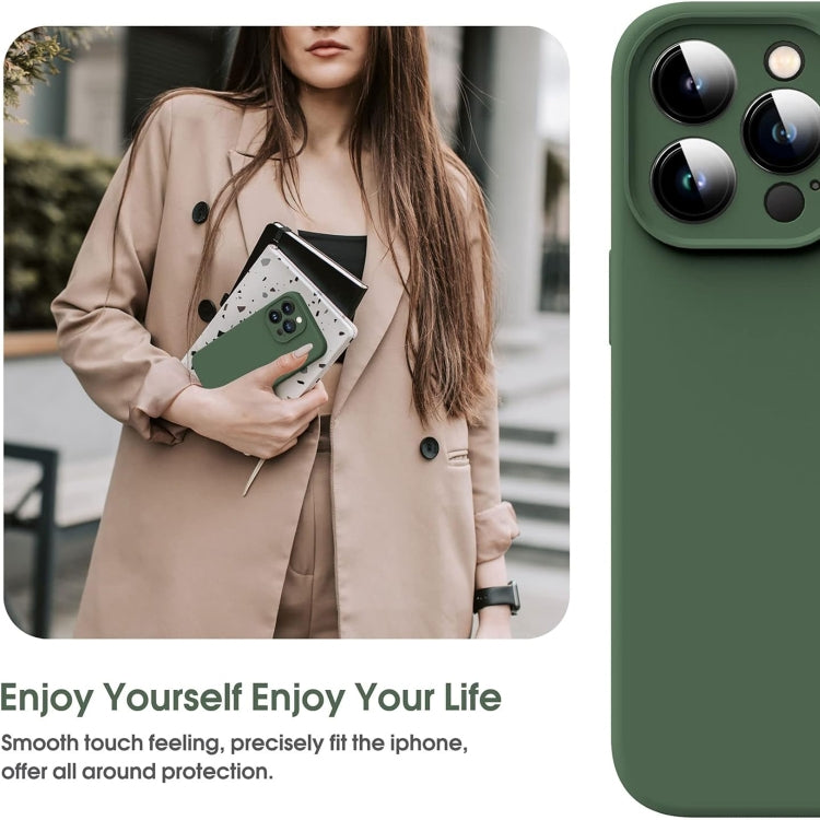 For iPhone 16 Pro Max Microfiber Liquid Silicone Shockproof Phone Case(Dark Green) - iPhone 16 Pro Max Cases by PMC Jewellery | Online Shopping South Africa | PMC Jewellery | Buy Now Pay Later Mobicred