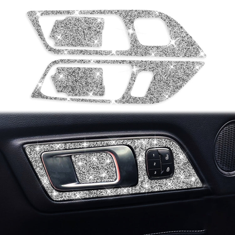 For Ford Mustang 2015-2020 4pcs Car Door Inner Handle Panel Diamond Decoration Sticker, Left Drive - Car Interior Mouldings by PMC TechLife | Online Shopping South Africa | PMC TechLife | Buy Now Pay Later Mobicred