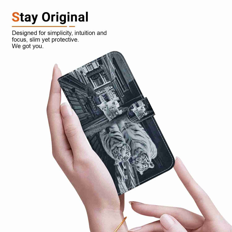 For Xiaomi Redmi Note 12 5G Crystal Texture Colored Drawing Leather Phone Case(Cat Tiger Reflection) - free shipping - PMC TechLife - Order now!