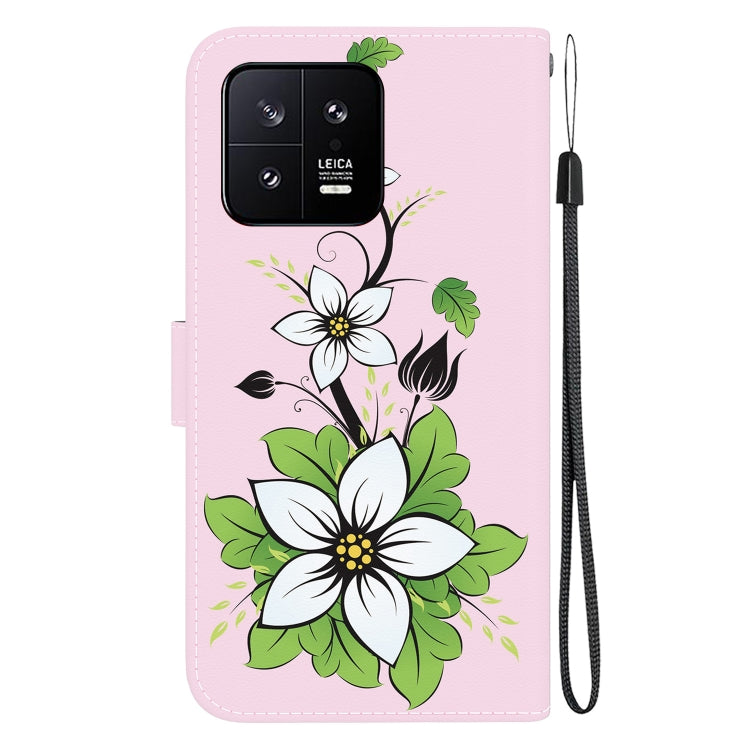 For Xiaomi 13 5G Crystal Texture Colored Drawing Leather Phone Case(Lily) - 13 Cases by PMC Jewellery | Online Shopping South Africa | PMC Jewellery | Buy Now Pay Later Mobicred