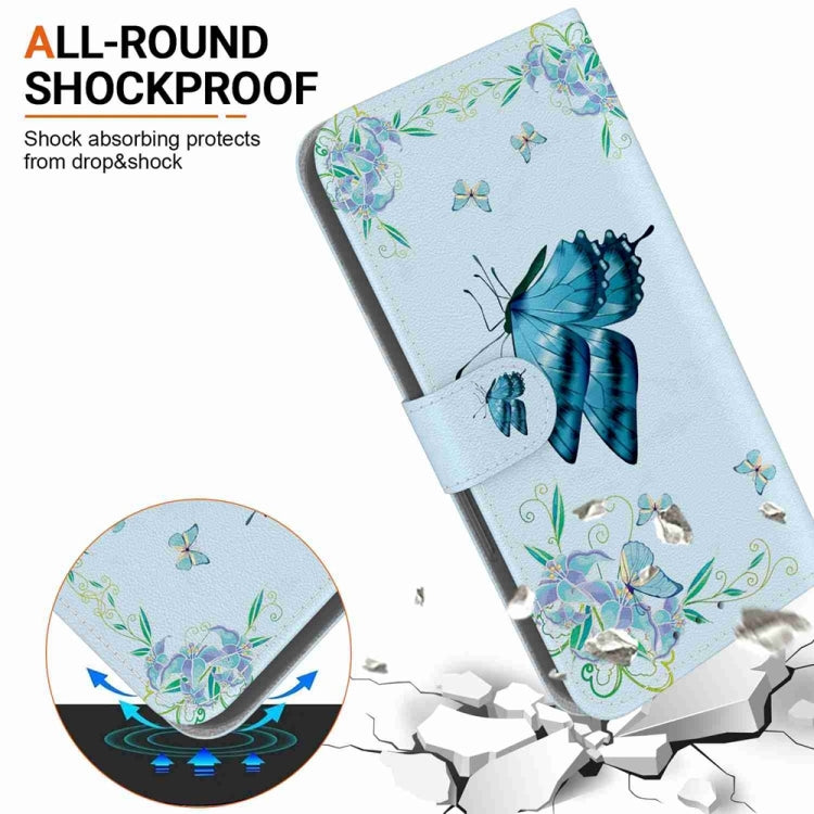 For OPPO A38 4G / A18 Crystal Texture Colored Drawing Leather Phone Case(Blue Pansies) - A38 Cases by PMC Jewellery | Online Shopping South Africa | PMC Jewellery | Buy Now Pay Later Mobicred