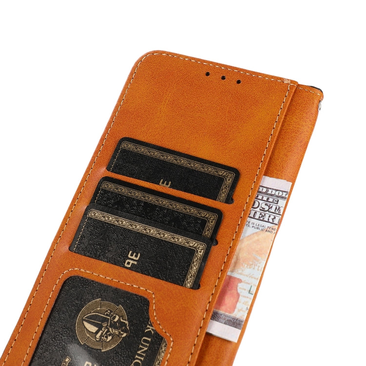 For Google Pixel 9 KHAZNEH Dual-color Cowhide Texture Flip Leather Phone Case(Brown) - Google Cases by PMC TechLife | Online Shopping South Africa | PMC TechLife | Buy Now Pay Later Mobicred