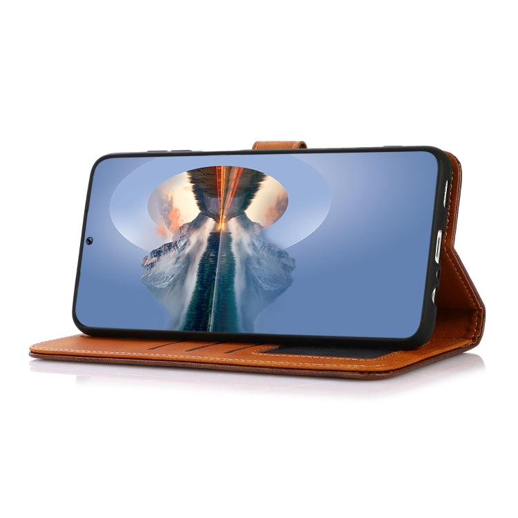 For Google Pixel 9 KHAZNEH Dual-color Cowhide Texture Flip Leather Phone Case(Rose Gold) - Google Cases by PMC TechLife | Online Shopping South Africa | PMC TechLife | Buy Now Pay Later Mobicred