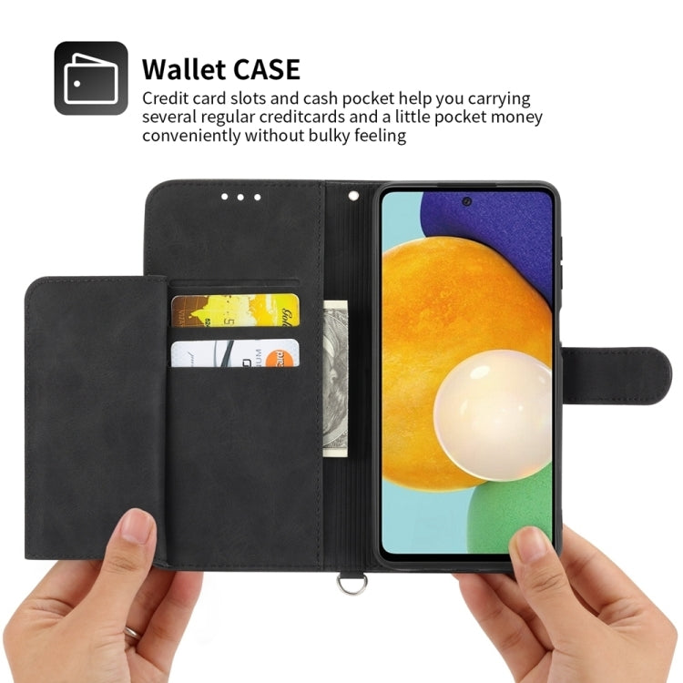 For iPhone 16e Skin-feel Flowers Embossed Wallet Leather Phone Case(Black) - iPhone 16e Cases by PMC TechLife | Online Shopping South Africa | PMC TechLife | Buy Now Pay Later Mobicred