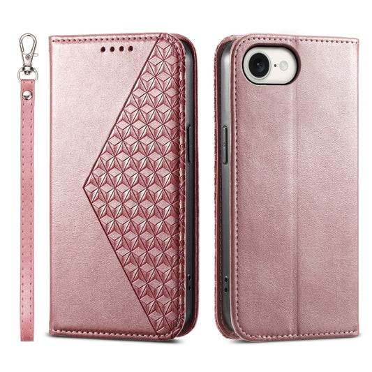 For iPhone 16e Cubic Grid Calf Texture Magnetic Leather Phone Case(Rose Gold) - iPhone 16e Cases by PMC Jewellery | Online Shopping South Africa | PMC Jewellery | Buy Now Pay Later Mobicred