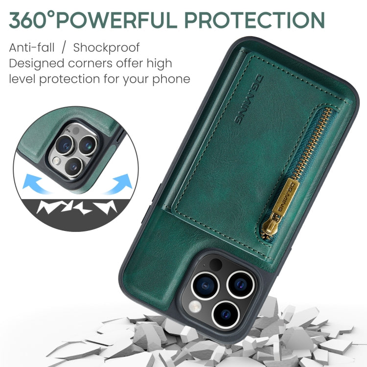 For iPhone 15 Pro Max DG.MING M5 Series Zip RFID Multi Card Detachable Leather Phone Case(Green) - iPhone 15 Pro Max Cases by DG.MING | Online Shopping South Africa | PMC Jewellery | Buy Now Pay Later Mobicred