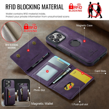 For iPhone 16 Pro DG.MING M5 Series Zip RFID Multi Card Detachable Leather Phone Case(Purple) - iPhone 16 Pro Cases by DG.MING | Online Shopping South Africa | PMC Jewellery | Buy Now Pay Later Mobicred