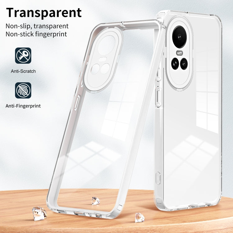 For OPPO Reno10 5G/Reno10 Pro 5G 3 in 1 Clear TPU Color PC Frame Phone Case(White) - OPPO Cases by PMC Jewellery | Online Shopping South Africa | PMC Jewellery