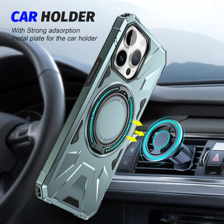 For iPhone 15 Pro MagSafe Magnetic Shockproof Phone Case with Ring Holder(Green) - iPhone 15 Pro Cases by PMC TechLife | Online Shopping South Africa | PMC TechLife