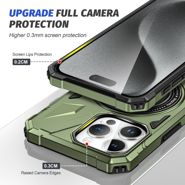 For iPhone 14 Plus MagSafe Magnetic Shockproof Phone Case with Ring Holder(Dark Green) - iPhone 14 Plus Cases by PMC TechLife | Online Shopping South Africa | PMC TechLife