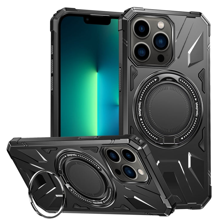 For iPhone 13 Pro Max MagSafe Magnetic Shockproof Phone Case with Ring Holder(Black) - iPhone 13 Pro Max Cases by PMC TechLife | Online Shopping South Africa | PMC TechLife | Buy Now Pay Later Mobicred