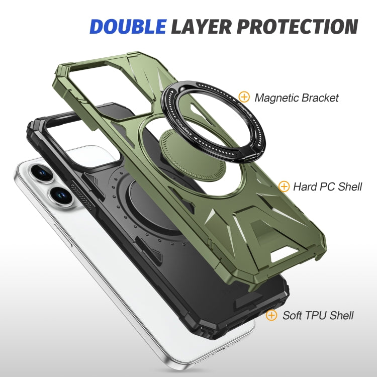 For iPhone 13 Pro Max MagSafe Magnetic Shockproof Phone Case with Ring Holder(Dark Green) - iPhone 13 Pro Max Cases by PMC TechLife | Online Shopping South Africa | PMC TechLife