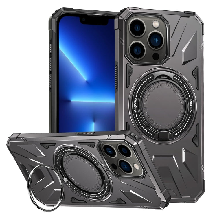 For iPhone 13 Pro MagSafe Magnetic Shockproof Phone Case with Ring Holder(Dark Grey) - iPhone 13 Pro Cases by PMC TechLife | Online Shopping South Africa | PMC TechLife