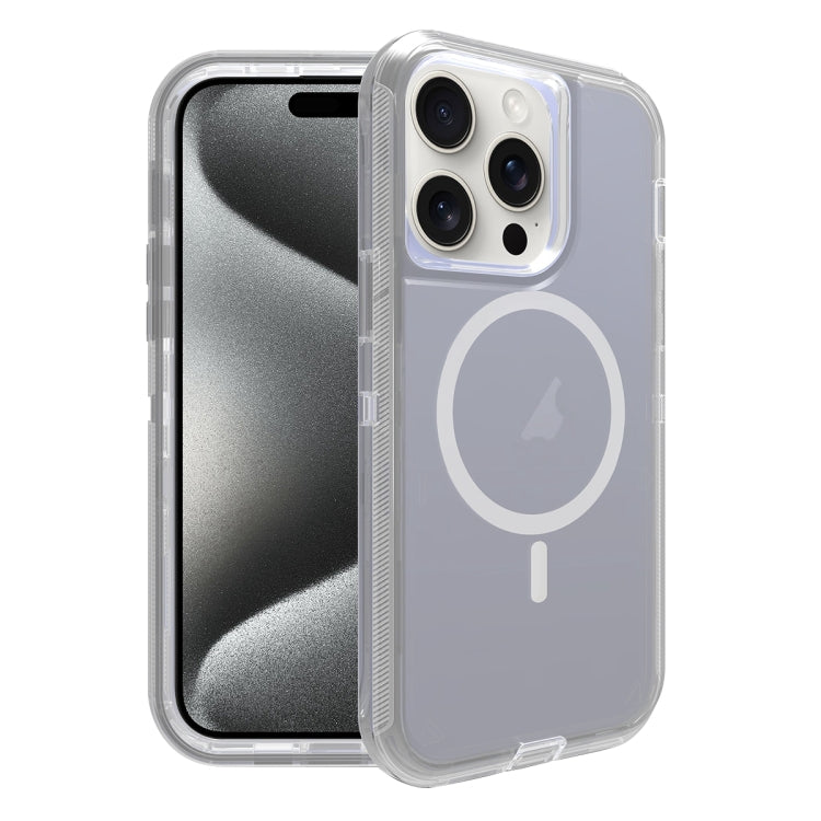 For iPhone 15 Pro Shockproof MagSafe Magnetic Phone Case(Transparent Grey) - iPhone 15 Pro Cases by PMC Jewellery | Online Shopping South Africa | PMC Jewellery