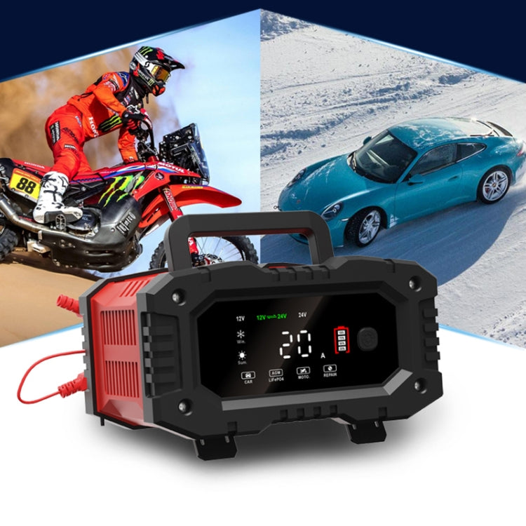 FOXSUR 12V / 24V 20A 300W Portable Motorcycle Car Smart Battery Charger(EU Plug) - Battery Charger by FOXSUR | Online Shopping South Africa | PMC Jewellery | Buy Now Pay Later Mobicred