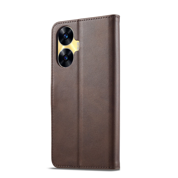 For Realme C55 LC.IMEEKE Calf Texture Horizontal Flip Leather Case(Brown) - Realme Cases by LC.IMEEKE | Online Shopping South Africa | PMC Jewellery | Buy Now Pay Later Mobicred