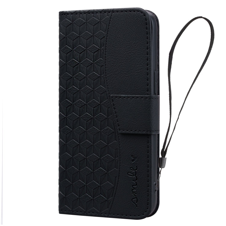 For iPhone 16 Business Diamond Buckle Leather Phone Case with Lanyard(Black) - iPhone 16 Cases by PMC Jewellery | Online Shopping South Africa | PMC Jewellery | Buy Now Pay Later Mobicred