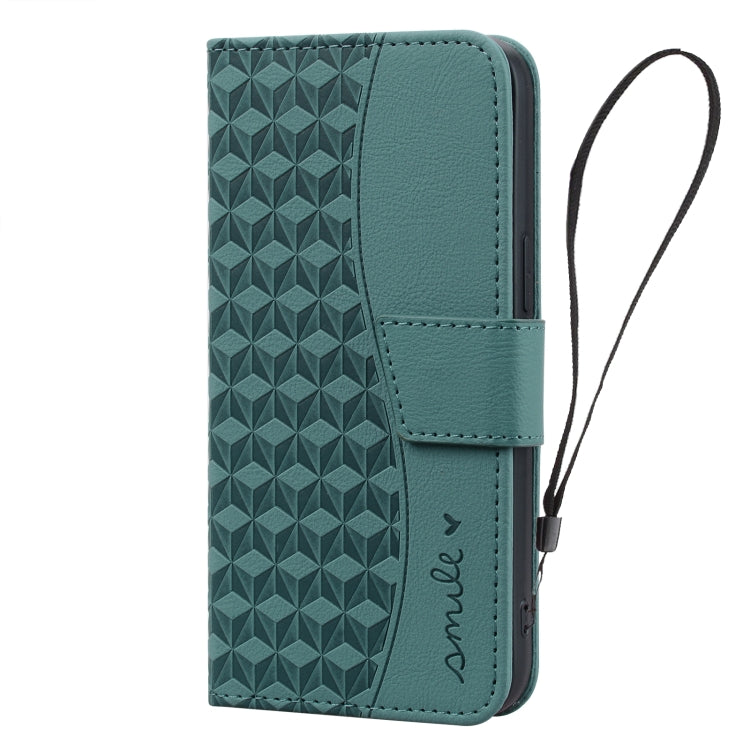 For iPhone 16 Plus Business Diamond Buckle Leather Phone Case with Lanyard(Green) - iPhone 16 Plus Cases by PMC Jewellery | Online Shopping South Africa | PMC Jewellery | Buy Now Pay Later Mobicred