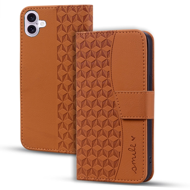 For iPhone 16 Plus Business Diamond Buckle Leather Phone Case with Lanyard(Brown) - iPhone 16 Plus Cases by PMC TechLife | Online Shopping South Africa | PMC TechLife | Buy Now Pay Later Mobicred