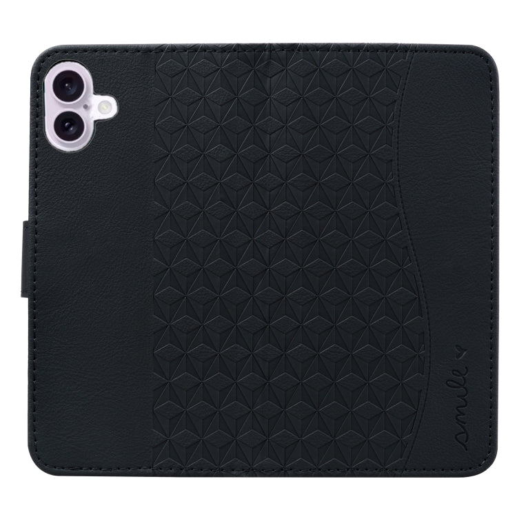 For iPhone 16 Plus Business Diamond Buckle Leather Phone Case with Lanyard(Black) - iPhone 16 Plus Cases by PMC Jewellery | Online Shopping South Africa | PMC Jewellery | Buy Now Pay Later Mobicred