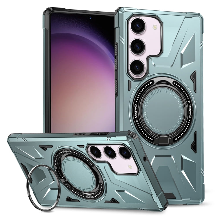 For Samsung Galaxy S23+ 5G MagSafe Magnetic Shockproof Phone Case with Ring Holder(Green) - Galaxy S23+ 5G Cases by PMC TechLife | Online Shopping South Africa | PMC TechLife