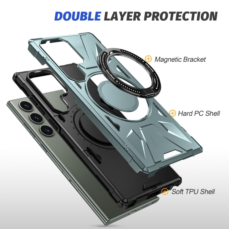 For Samsung Galaxy S23+ 5G MagSafe Magnetic Shockproof Phone Case with Ring Holder(Green) - Galaxy S23+ 5G Cases by PMC TechLife | Online Shopping South Africa | PMC TechLife
