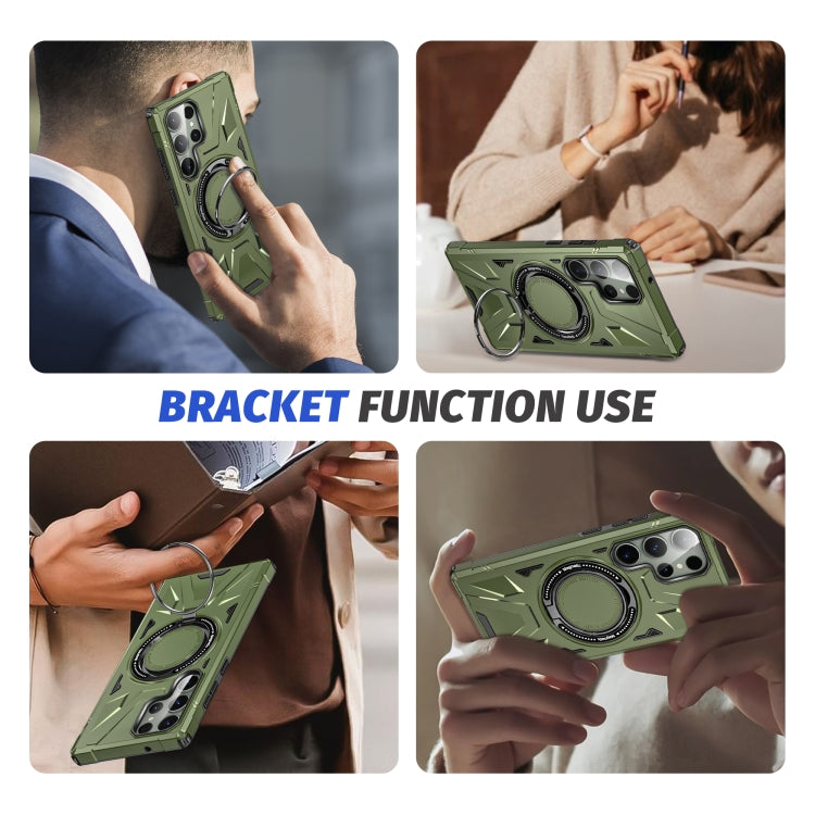 For Samsung Galaxy S23 Ultra 5G MagSafe Magnetic Shockproof Phone Case with Ring Holder(Dark Green) - Galaxy S23 Ultra 5G Cases by PMC Jewellery | Online Shopping South Africa | PMC Jewellery