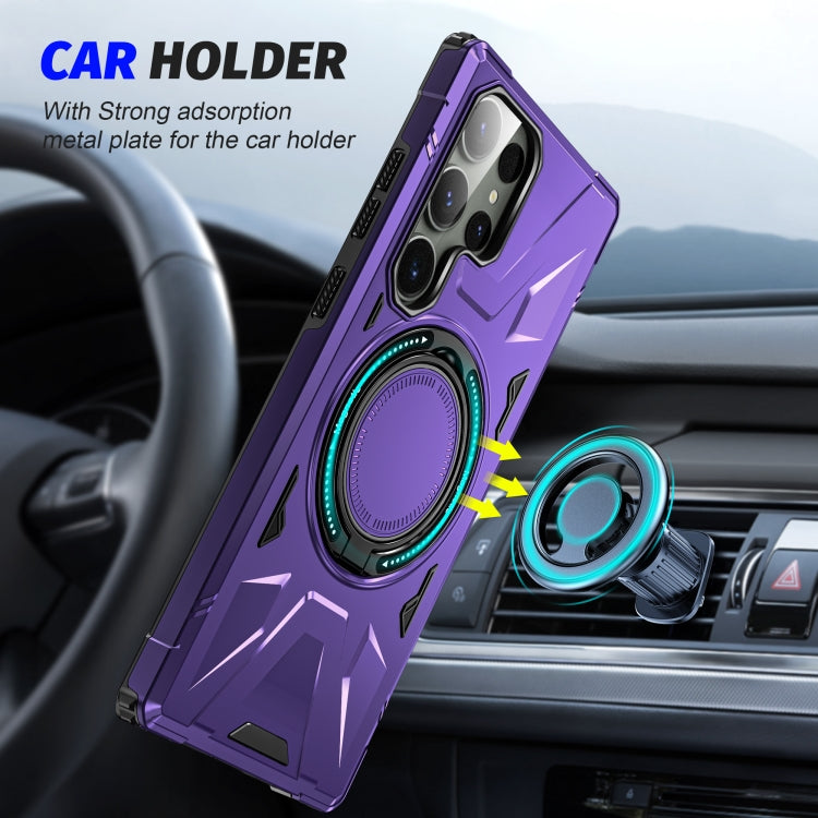 For Samsung Galaxy S24+ 5G MagSafe Magnetic Shockproof Phone Case with Ring Holder(Purple) - Galaxy S24+ 5G Cases by PMC TechLife | Online Shopping South Africa | PMC TechLife