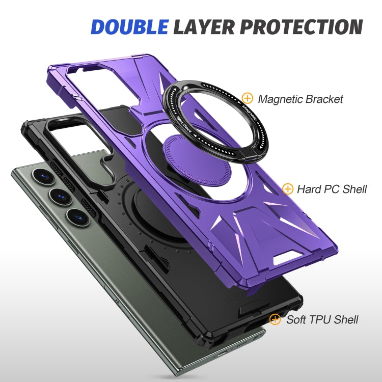 For Samsung Galaxy S24+ 5G MagSafe Magnetic Shockproof Phone Case with Ring Holder(Purple) - Galaxy S24+ 5G Cases by PMC Jewellery | Online Shopping South Africa | PMC Jewellery