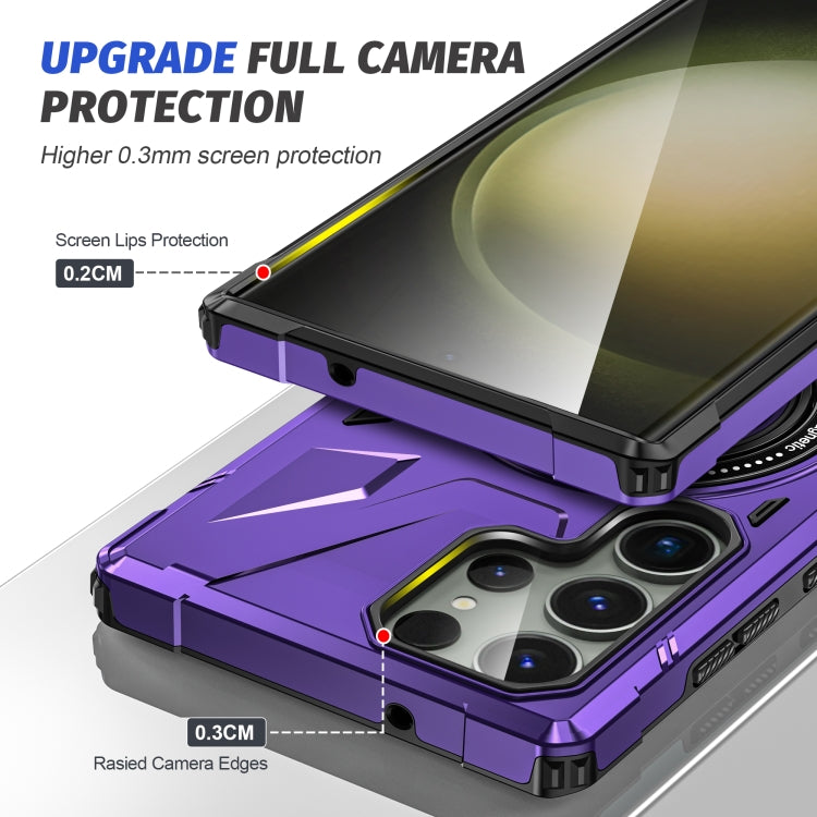 For Samsung Galaxy S24+ 5G MagSafe Magnetic Shockproof Phone Case with Ring Holder(Purple) - Galaxy S24+ 5G Cases by PMC TechLife | Online Shopping South Africa | PMC TechLife