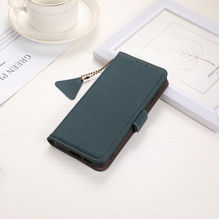 For Google Pixel 9 Side-Magnetic TJ Genuine Leather RFID Phone Case(Green) - Google Cases by PMC TechLife | Online Shopping South Africa | PMC TechLife | Buy Now Pay Later Mobicred