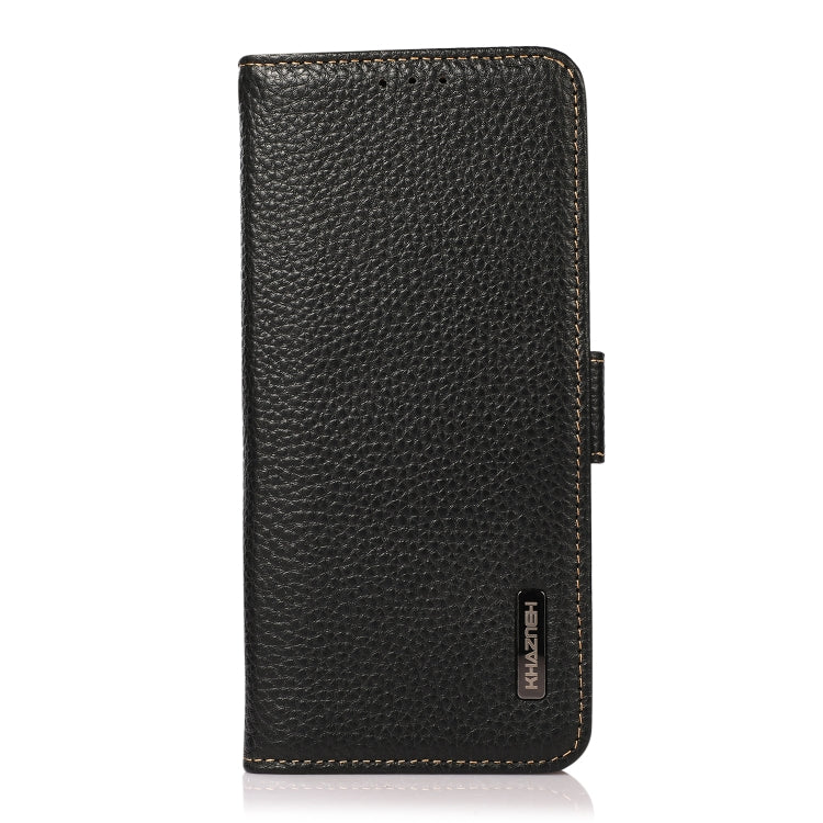 For Google Pixel 9a KHAZNEH Side-Magnetic Litchi Genuine Leather RFID Phone Case(Black) - Google Cases by PMC TechLife | Online Shopping South Africa | PMC TechLife | Buy Now Pay Later Mobicred