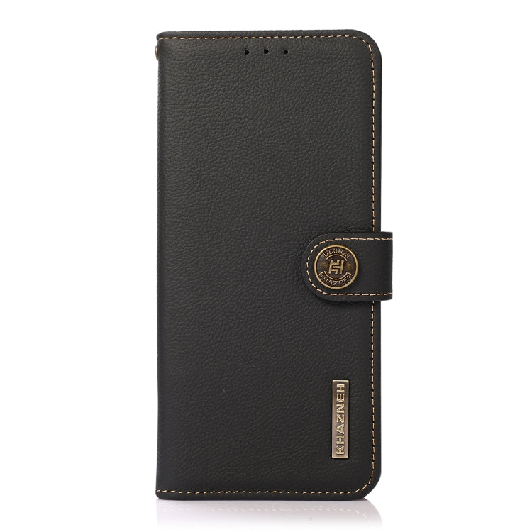 For Google Pixel 9a KHAZNEH Custer Genuine Leather RFID Phone Case(Black) - Google Cases by PMC TechLife | Online Shopping South Africa | PMC TechLife | Buy Now Pay Later Mobicred