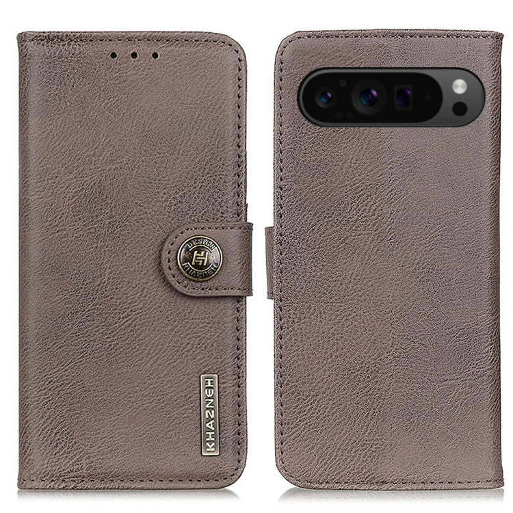 For Google Pixel 10 Pro / 9 Pro KHAZNEH Cowhide Texture Horizontal Flip Leather Phone Case(Khaki) - free shipping - PMC TechLife - Order now!