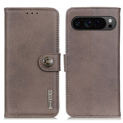 For Google Pixel 9 Pro KHAZNEH Cowhide Texture Horizontal Flip Leather Phone Case(Khaki) - Google Cases by PMC Jewellery | Online Shopping South Africa | PMC Jewellery | Buy Now Pay Later Mobicred