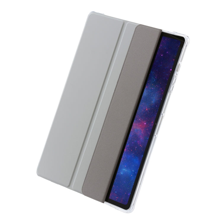 For Samsung Galaxy Tab S9 3-Fold Clear Acrylic Leather Tablet Case(Grey) - Galaxy Tab S9 Cases by PMC Jewellery | Online Shopping South Africa | PMC Jewellery | Buy Now Pay Later Mobicred