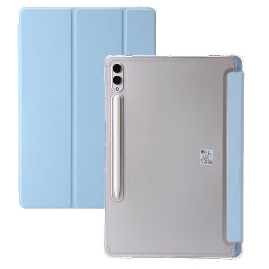 For Samsung Galaxy Tab S9+ 3-Fold Clear Acrylic Leather Tablet Case(Ice Blue) - Galaxy Tab S9+ Cases by PMC Jewellery | Online Shopping South Africa | PMC Jewellery | Buy Now Pay Later Mobicred