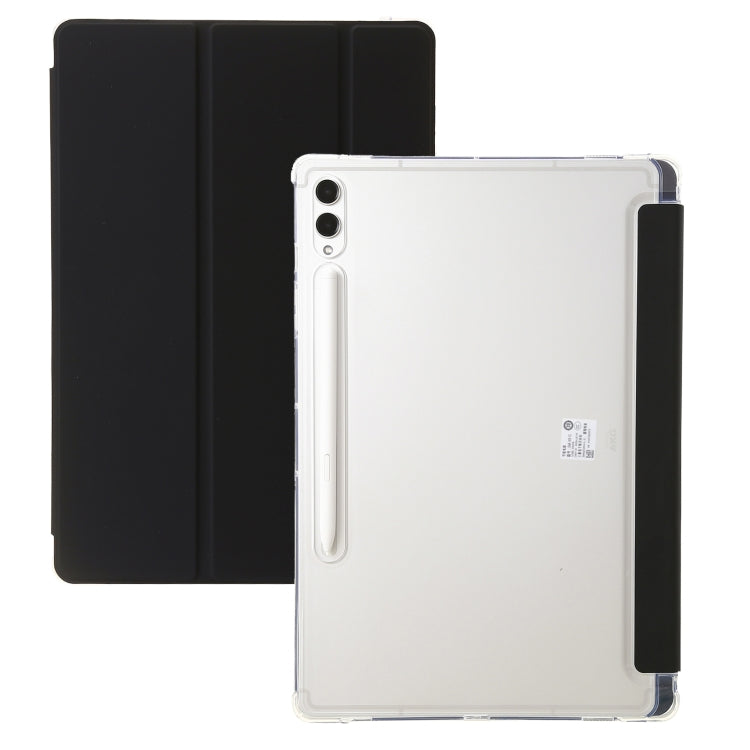 For Samsung Galaxy Tab S9+ 3-Fold Clear Acrylic Leather Tablet Case(Black) - Galaxy Tab S9+ Cases by PMC Jewellery | Online Shopping South Africa | PMC Jewellery | Buy Now Pay Later Mobicred